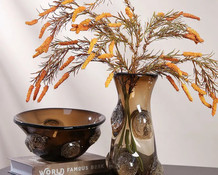 The Coffee Art Glass Nordic Vase used as a centerpiece, showcasing its modern glass vase appeal in elegant decor.