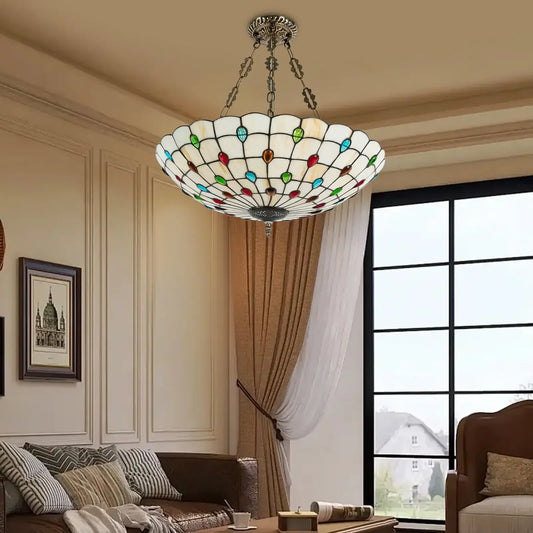 Classic Tiffany-Style Stained Glass Pendant Light