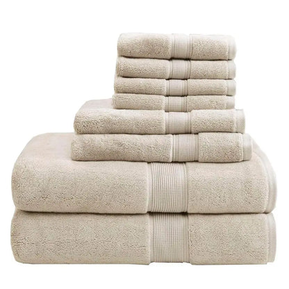 Modern 8-Piece Natural Ultra-soft 100% Cotton Towel Set
