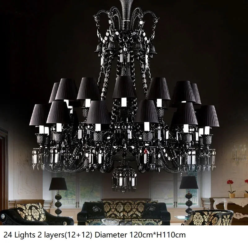 Luxurious Black Crystal Chandelier Lighting