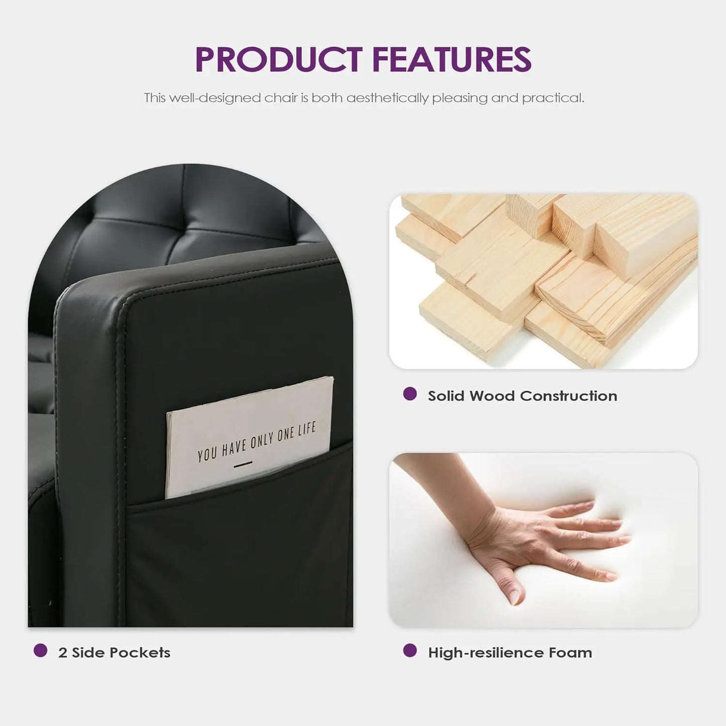 2-Piece Tufted Black Accent Chairs