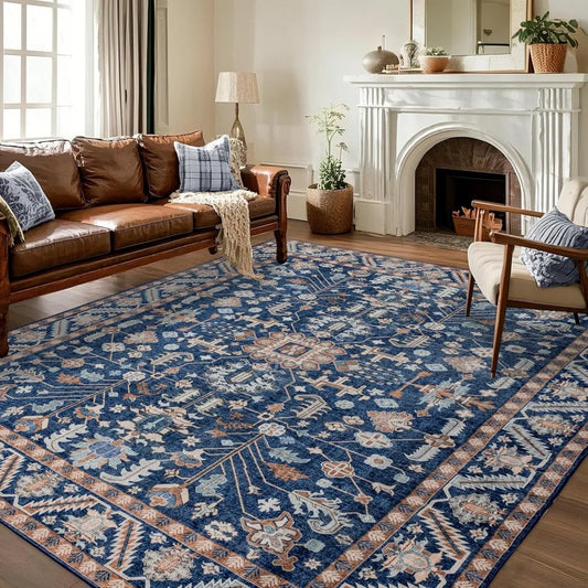 Modern & Soft  8' x 10' Low Pile Navy Blue Area Rug