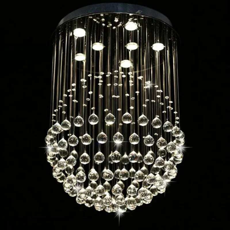 Modern 6-Light K9 Crystal Raindrop Chandelier