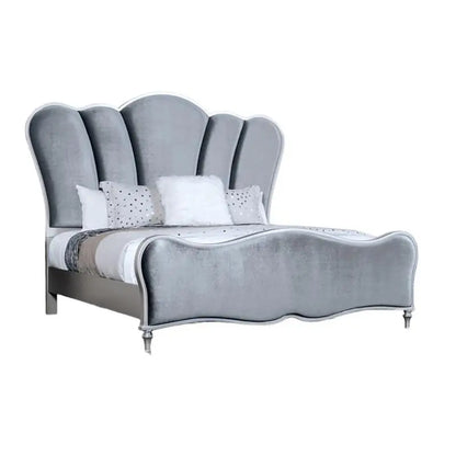 Lovely 3-Piece Queen Size Light Grey Bedroom Set w/2 Nightstands