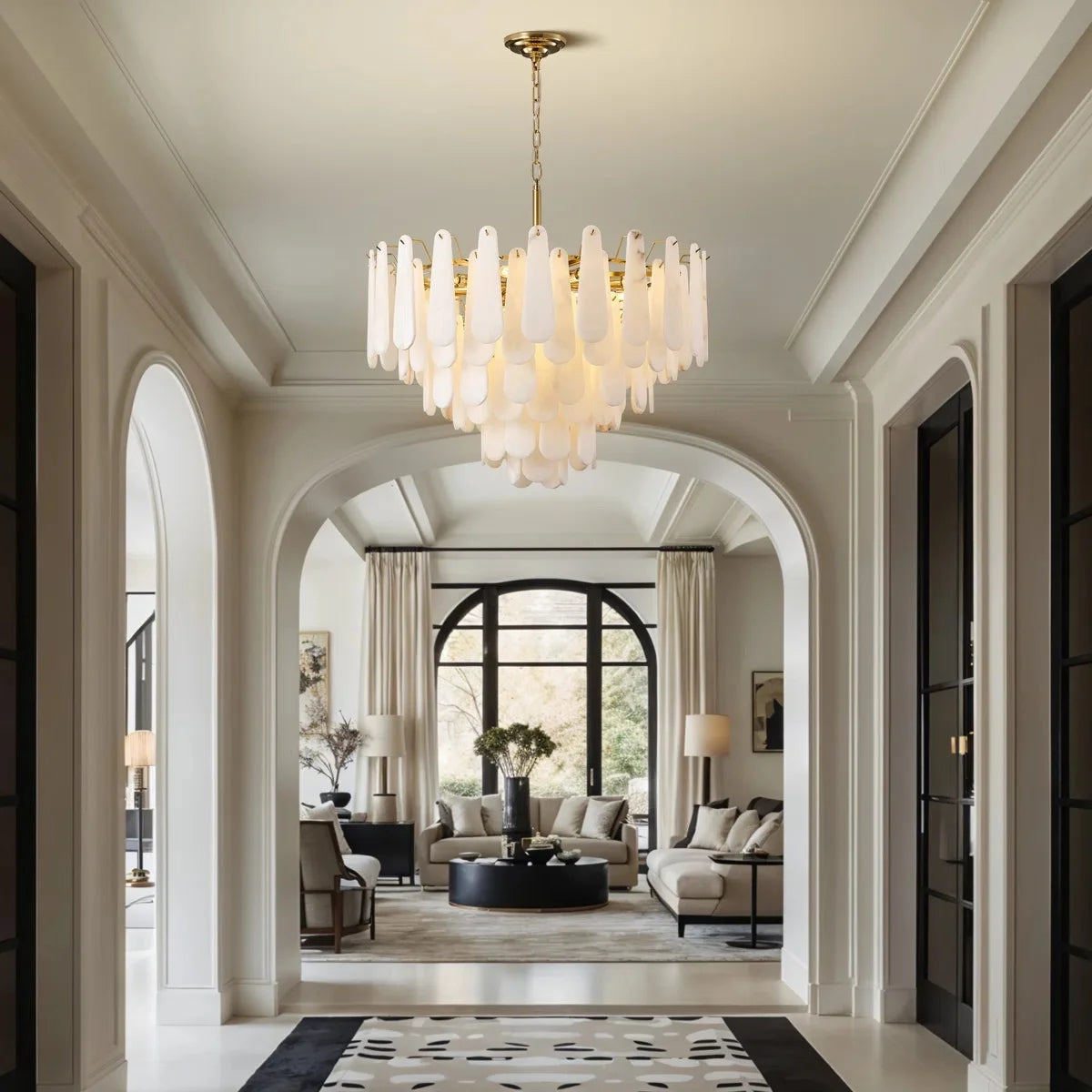 Elegant French-Style Marble Chandelier showcasing teardrop design, perfect example of a french style chandelier.