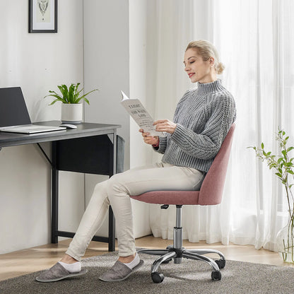 Side view of the Modern Mid-Back Armless Fabric Office Chair highlighting its ergonomic features, a stylish armless office chair for ultimate comfort.