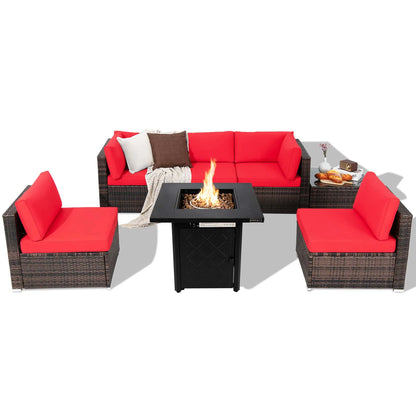 7-pc Patio Set-Gas Fire Pit Table