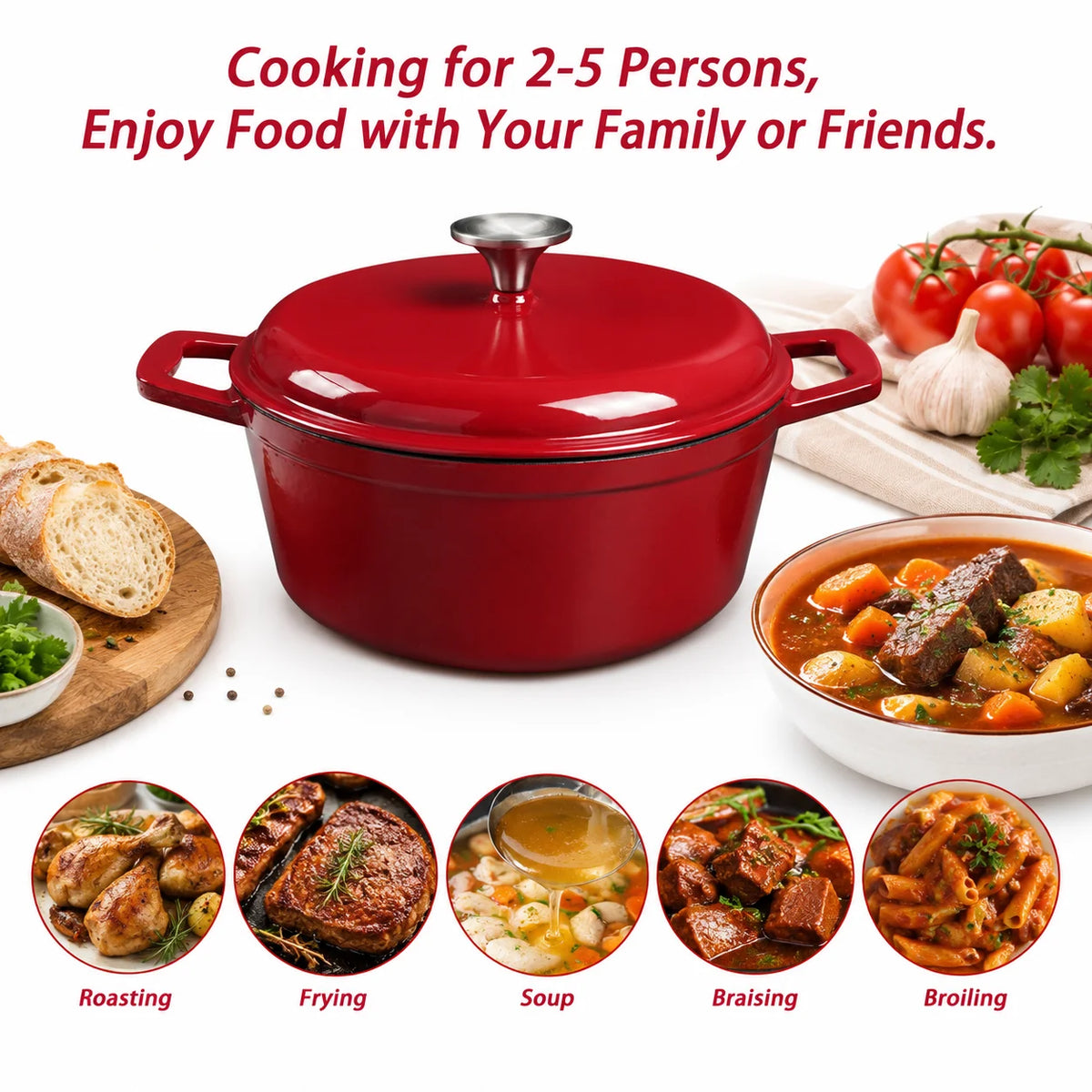 4.75-Quart Enameled Cast Iron Dutch Oven with Lid, Induction & Oven Safe — enameled cast iron dutch oven for braising and roasting