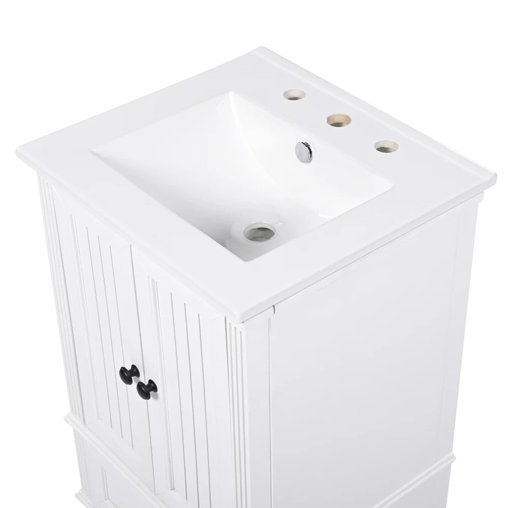 Modern & Independent 20" White Bathroom Vanity w/Semilune Ceramic Sink
