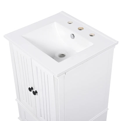 Modern & Independent 20" White Bathroom Vanity w/Semilune Ceramic Sink