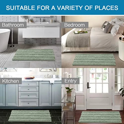 Extra Thick Sage Chenille Striped Bathroom Set