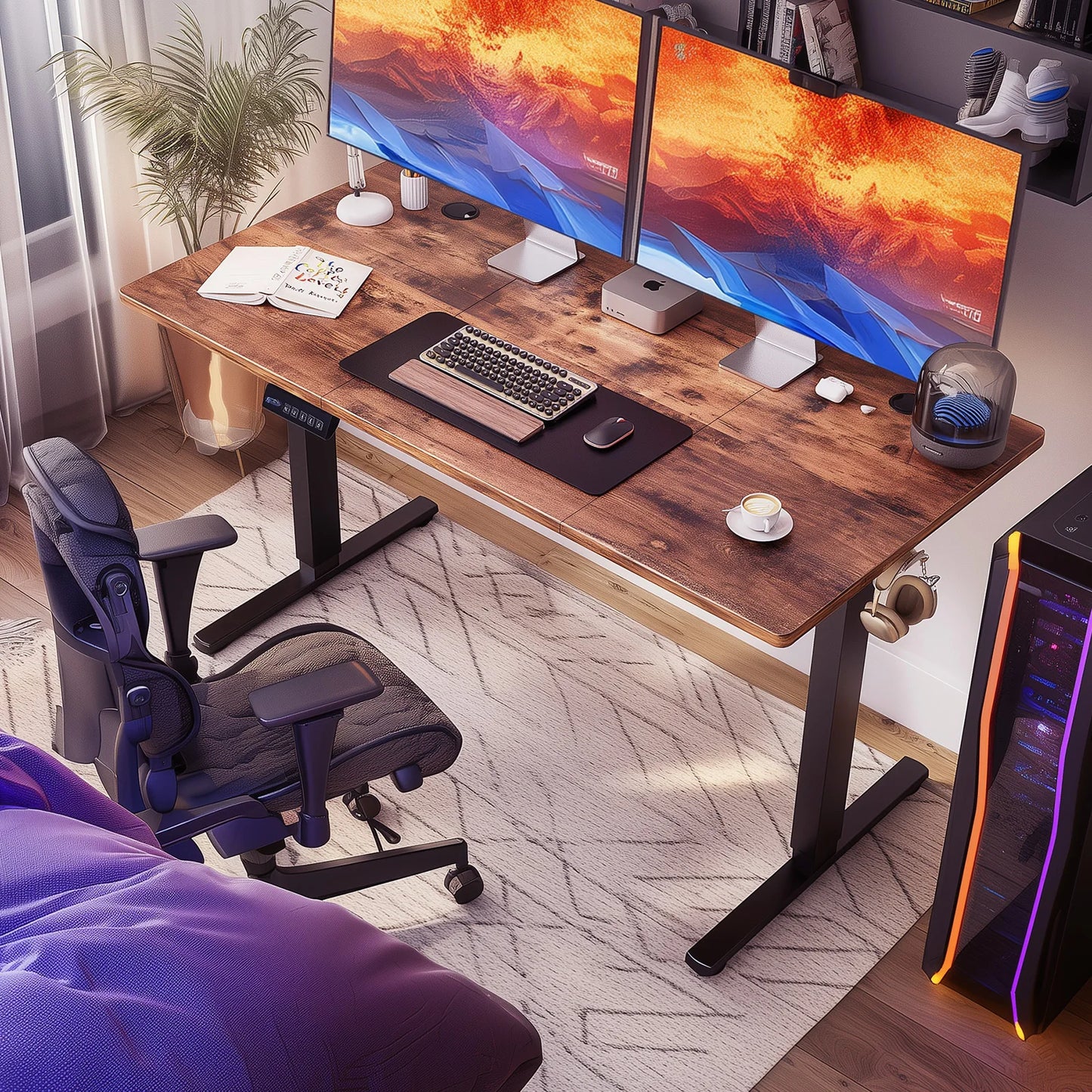 Electric Standing Desk with Memory Presets in white finish, seamlessly blending into any modern office decor.