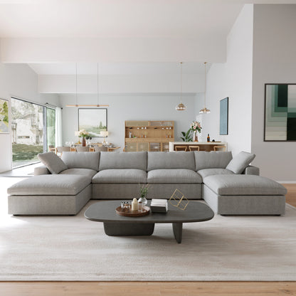 Modular 6-seat U-shaped Down Filled Comfy Cloud Couch