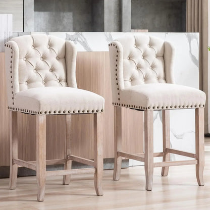 26" Tufted Upholstered Counter Height Bar Stool