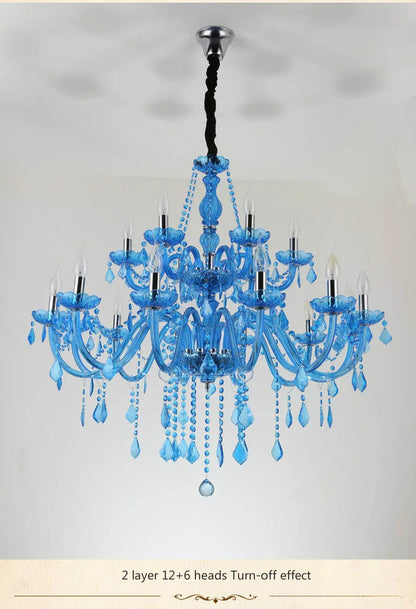 European Mediterranean Blue Crystal Chandelier