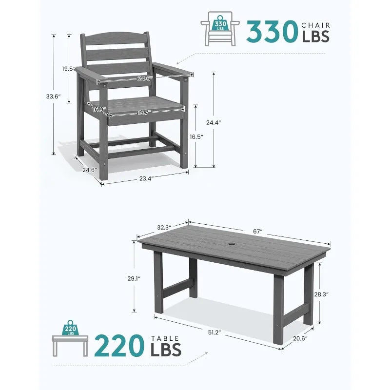 7-Piece Outdoor Patio Dining Table Set w/6 Chairs