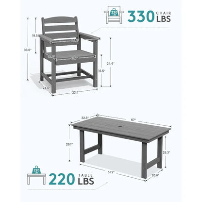 7-Piece Outdoor Patio Dining Table Set w/6 Chairs