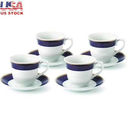 Porcelain Blue & White Tea Cups~Set of 4
