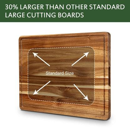 20x15/24x18 Acacia Wood Cutting Board with Deep Juice Groove, natural acacia wood cutting board for chopping and carving