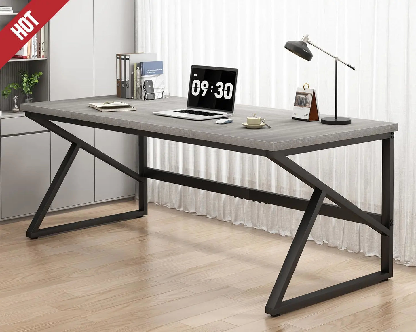 Large Industrial Style Home Office Double Computer Desk