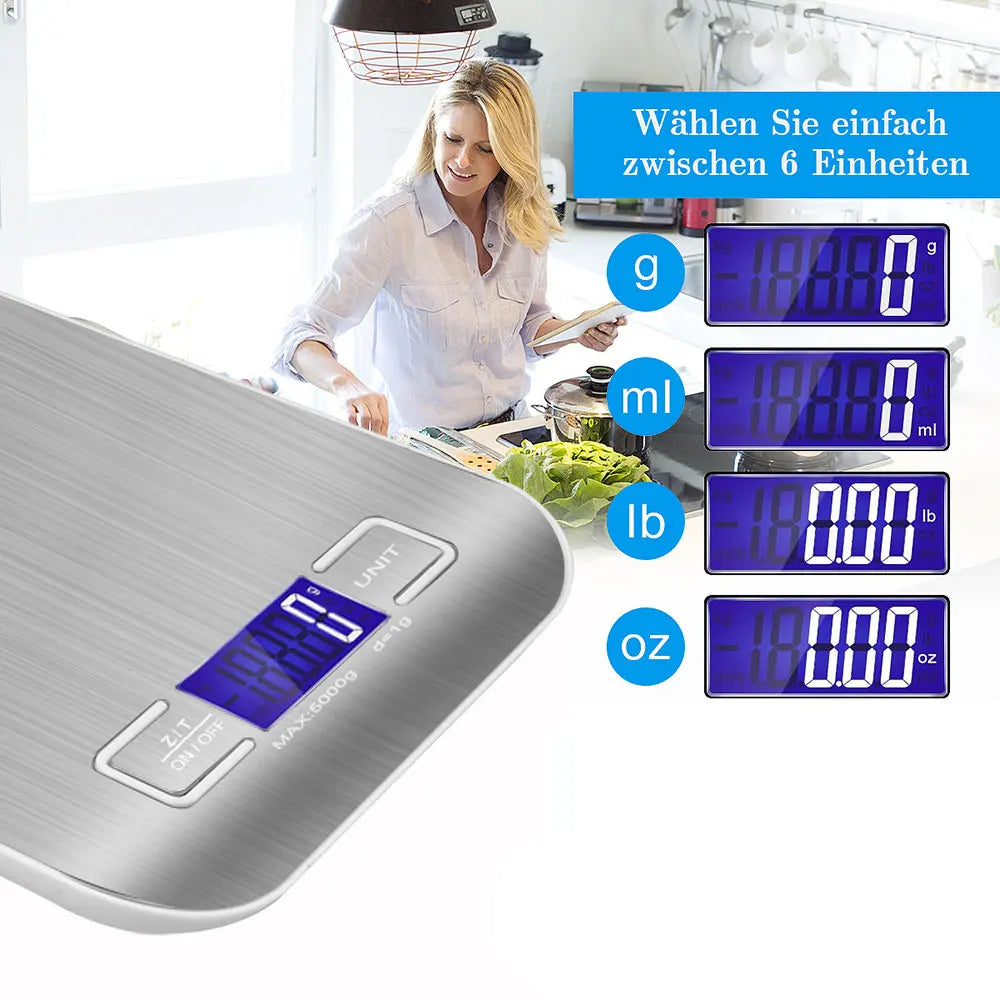 Digital Kitchen Food Scale, 11 lb Capacity with Tare Function, LCD Display & Stainless Steel Platform - digital kitchen scale LCD display