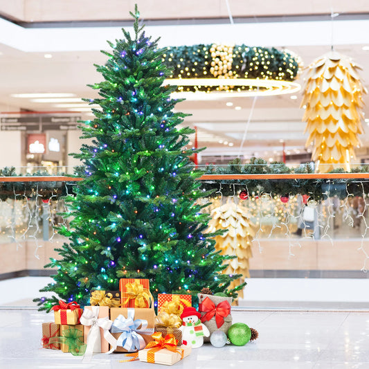 Pre-lit 8' Artificial Christmas Tree w/15 Preset Modes