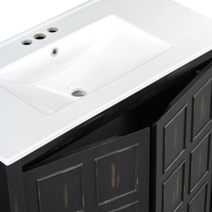 Classic Retro 72" Double Bathroom Vanity w/Double Ceramic Sinks