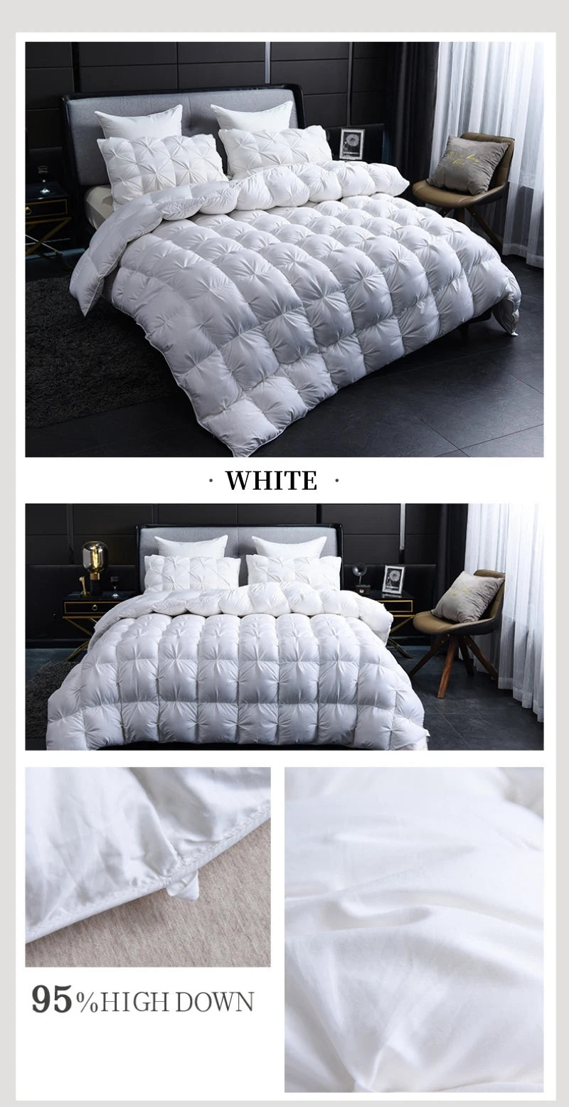 Luxurious White Goose Down Comforter in White, perfect for a fresh and clean bedroom aesthetic.