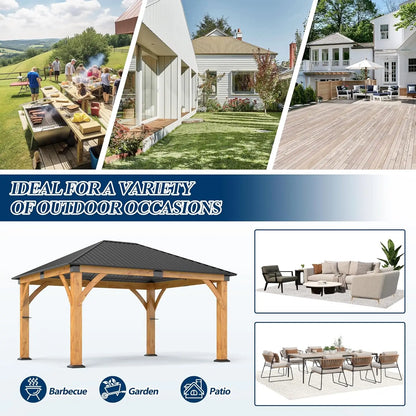 10 x 10 Gray Outdoor Wood Post Gazebo