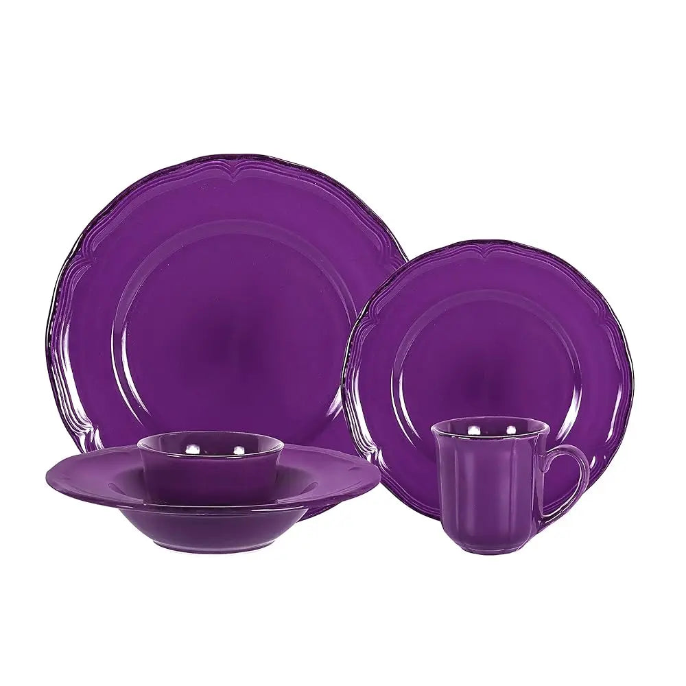 French Countryside Antique Purple Stoneware Dinnerware Set, showcasing the elegant 10.5" dinner plate, perfect for stylish dining.