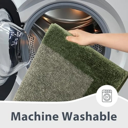 Extra Soft Absorbent Two-toned Olive Green & Sage Bathroom Rug