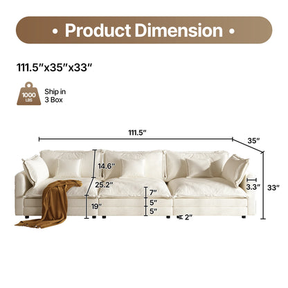 Modern Beige Chenille Upholstered Modular L-shaped Sectional Sofa w/Memory Foam Cushions