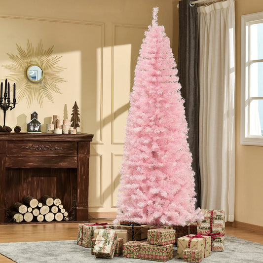 Beautiful 7ft "Pink" Realistic Slim Holiday Tree