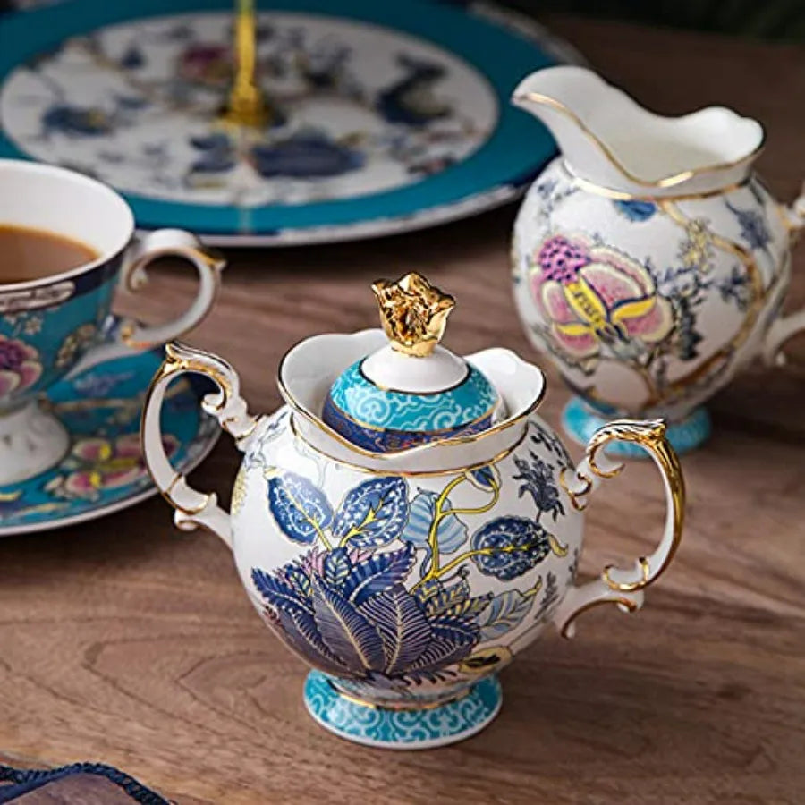 Close-up of Vintage Bone China Tea Cup showcasing elegant floral patterns with a golden trim.