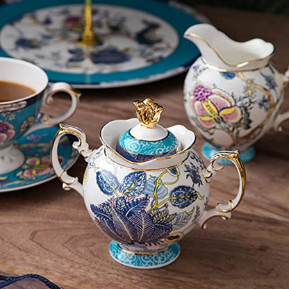 Close-up of Vintage Bone China Tea Cup showcasing elegant floral patterns with a golden trim.