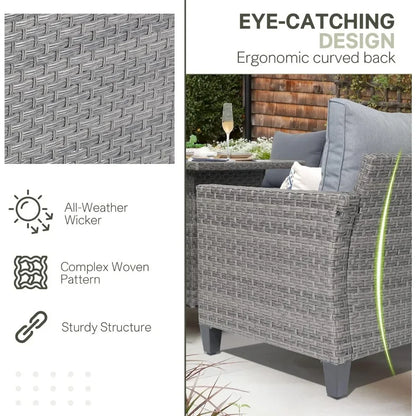 4-piece Outdoor All-weather Wicker Sectional Patio Set