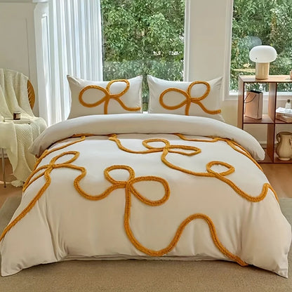 The Ultra Soft Microfiber Boho Bedding Set in a feminine chic room featuring pastel colors and elegant decor.