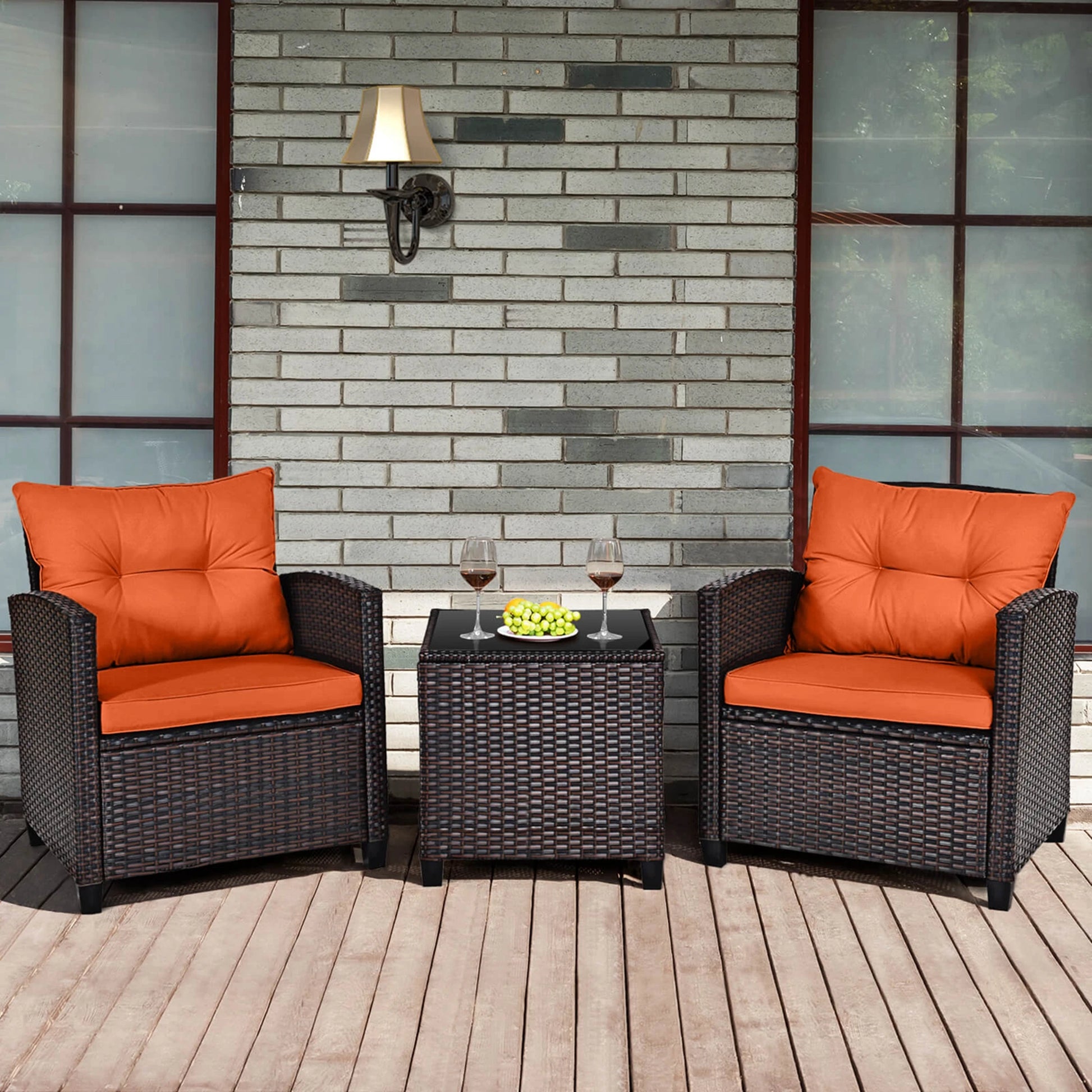 3-Piece Mixed Brown Rattan Wicker Bistro Set for Garden, Balcony & Poolside featuring stylish chairs and a compact table, perfect for outdoor living with the outdoor wicker bistro set.