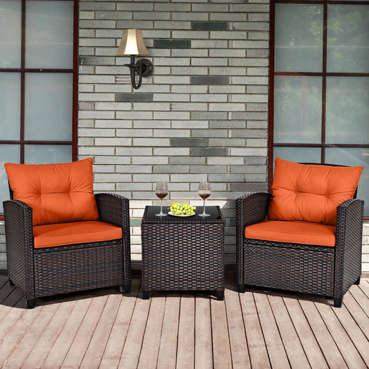 3-Piece Mixed Brown Rattan Wicker Bistro Set for Garden, Balcony & Poolside featuring stylish chairs and a compact table, perfect for outdoor living with the outdoor wicker bistro set.
