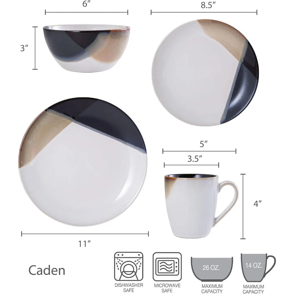 Stylish 16-Piece Premium Stoneware Dinnerware Set