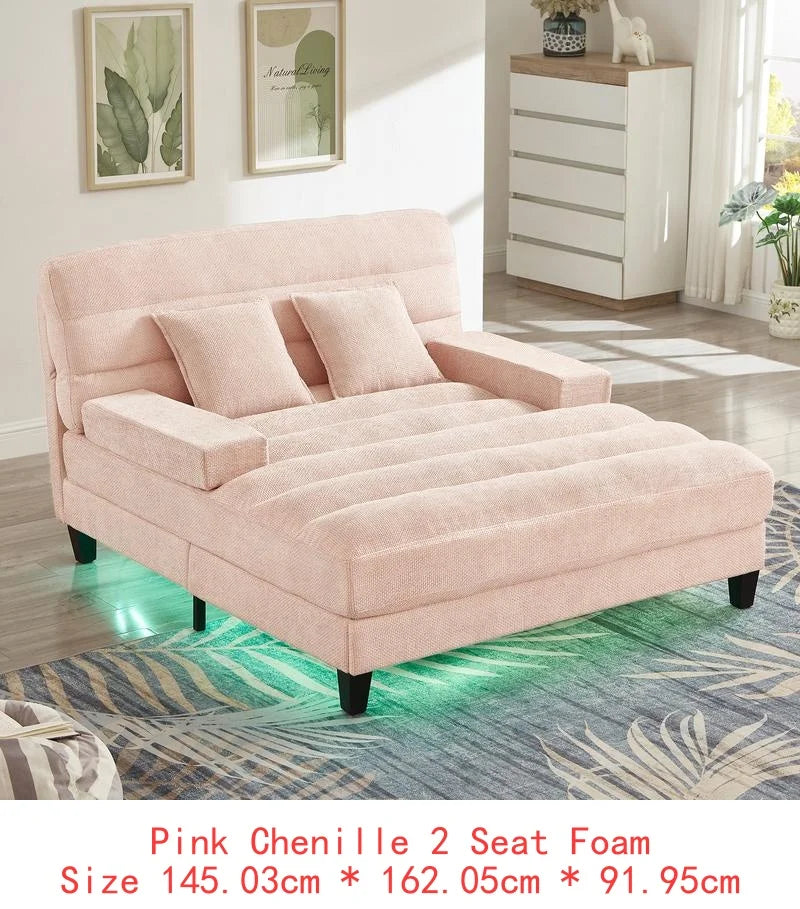 Modern Chenille Lounge/Sofa Chair w/Built-in RGB LED Lights