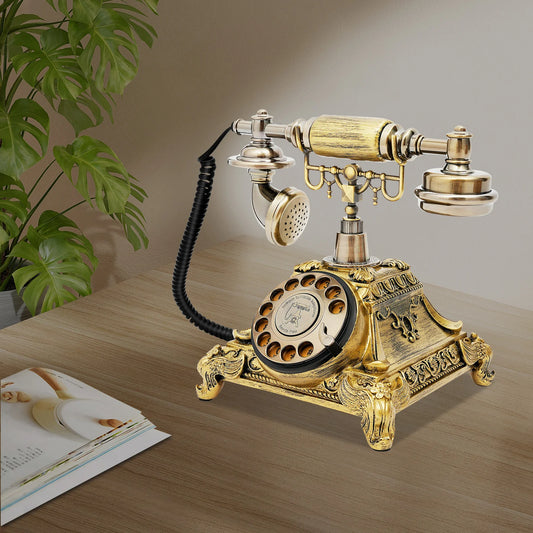 Elegant & Exquisite Vintage Bronze Corded Rotary Phone