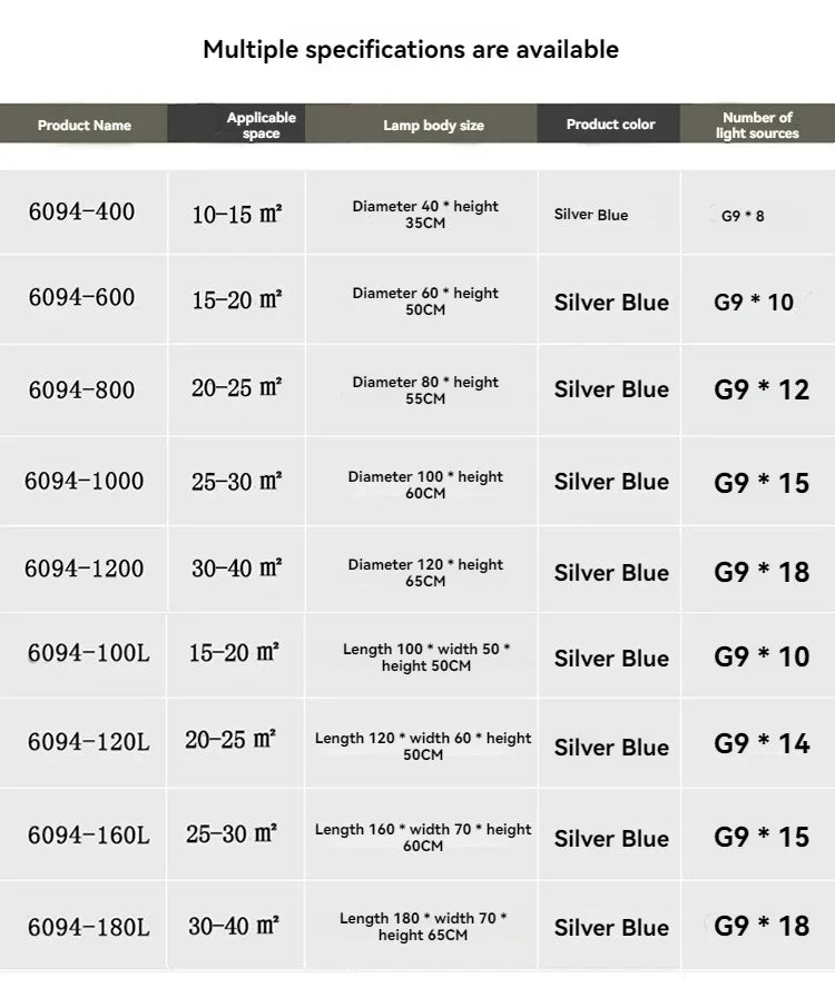 Luxury Chrome Branch  &  Silver Blue Crystal Ceiling Chandelier