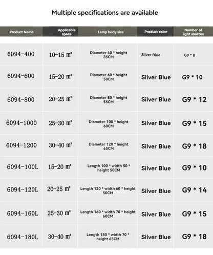 Luxury Chrome Branch  &  Silver Blue Crystal Ceiling Chandelier