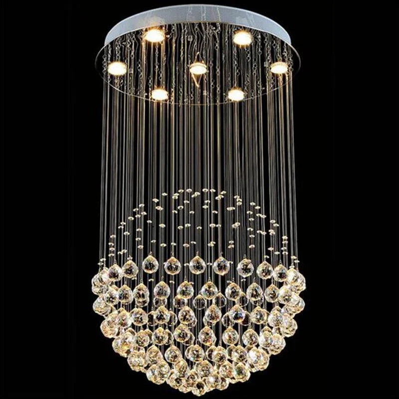 Modern 6-Light K9 Crystal Raindrop Chandelier