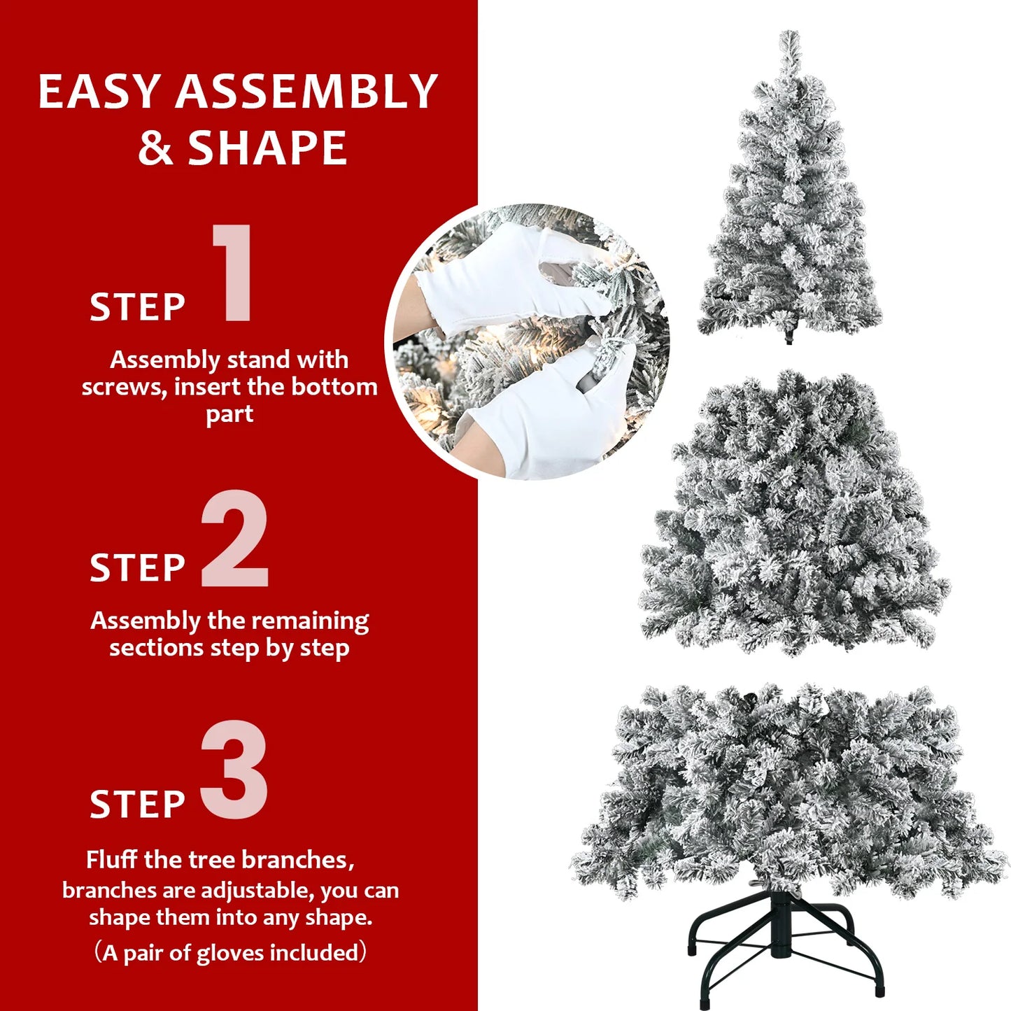 Fluffy & Lush Artificial Pre-lit 6FT Snow Flocked Holiday Tree