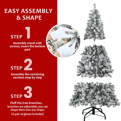 Fluffy & Lush Artificial Pre-lit 6FT Snow Flocked Holiday Tree