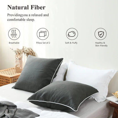 Unique Washed Linen Euro Pillow Sham-Set of 2