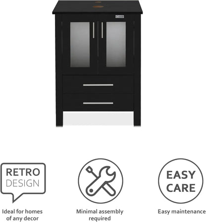 24" Modern Black Stand Cabinet w/out Sink