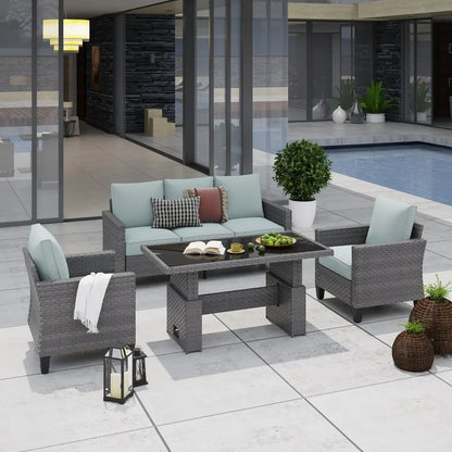 4-piece Outdoor All-weather Wicker Sectional Patio Set